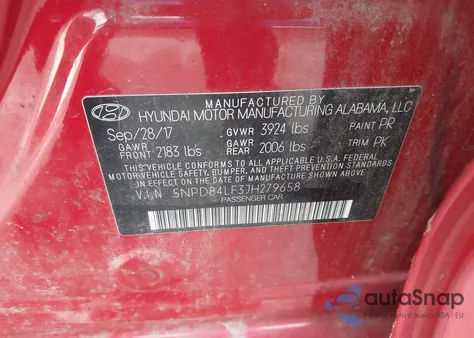 2018 Hyundai Elantra Value Edition z USA, uszkodzony, nr VIN 5NPD84LF3JH279658